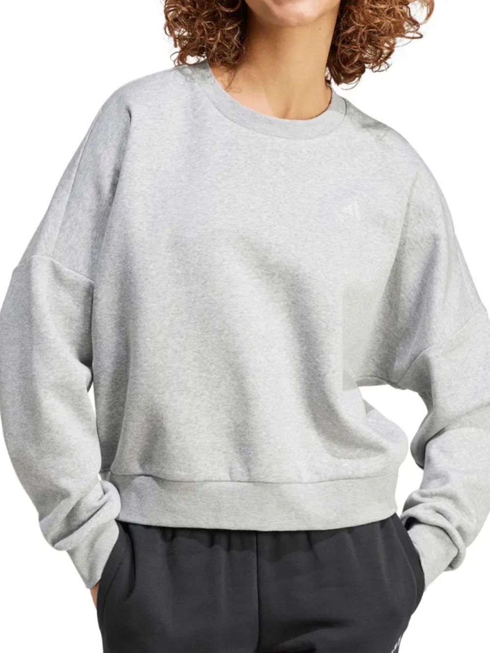 NWOT Womens Adidas Medium Cropped Crew Neck Sweatshirt with logo on left chest
